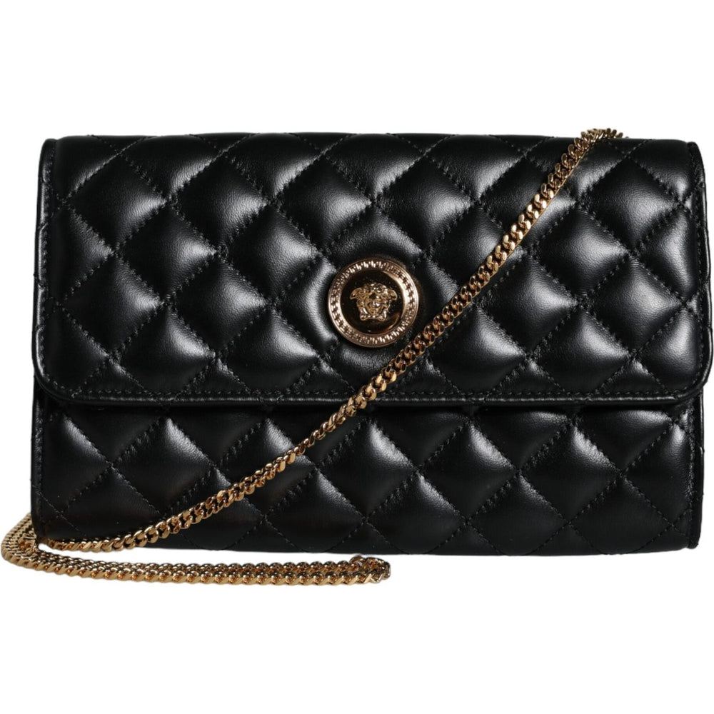Versace Black Quilted Nappa Leather Crossbody Shoulder Bag BAG1610