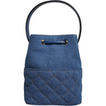 Versace Blue Quilted Denim Leather Crossbody Shoulder Bag BAG1602