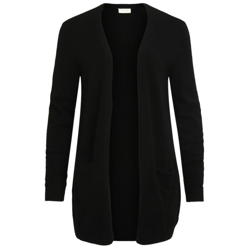 Vila Clothes Black Viscose Cardigan VI-2492000009-IT40|S