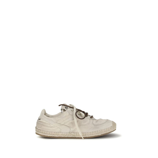 Miu Miu Beige Cotton Platform Sneakers
