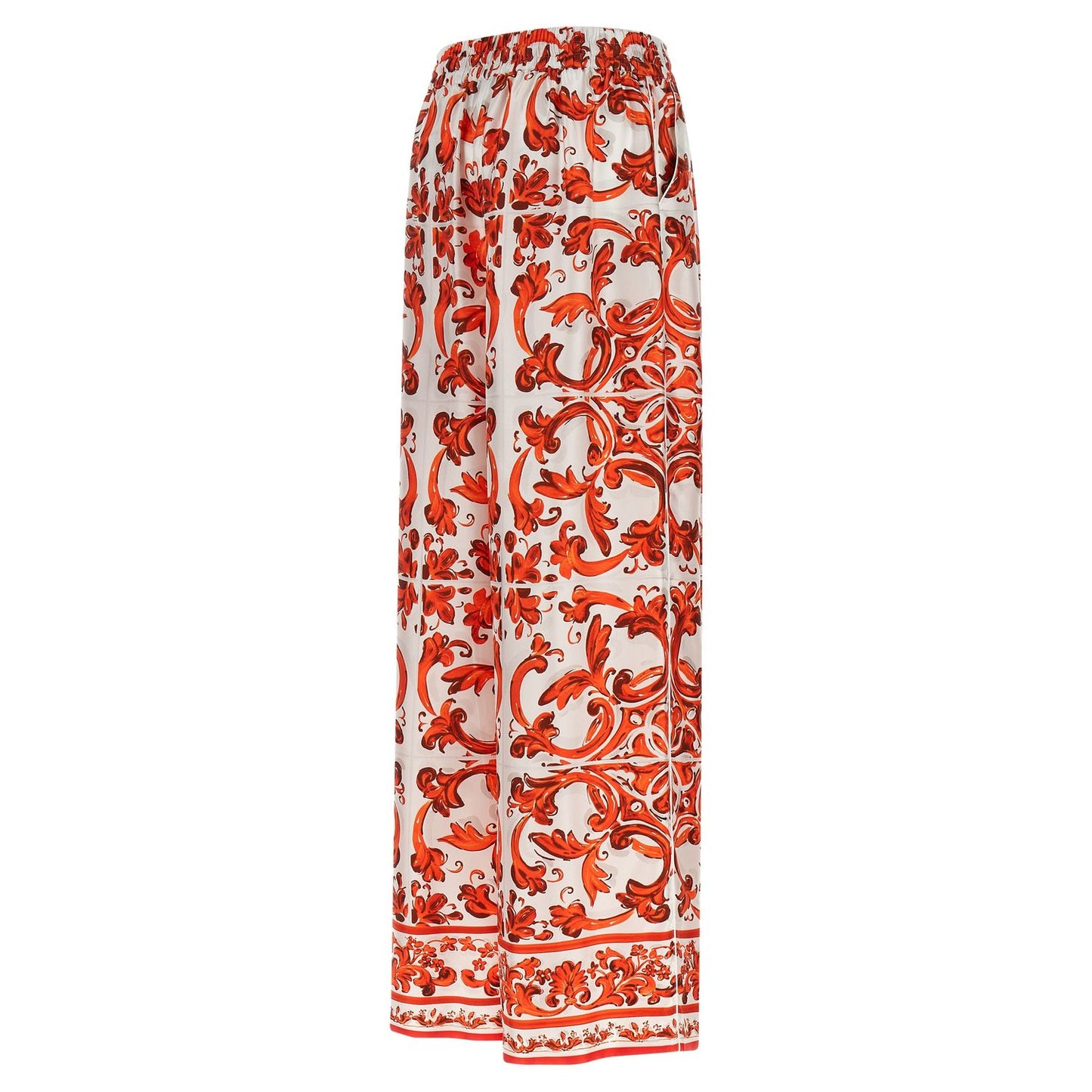 Dolce & Gabbana Orange Silk Flared Pants