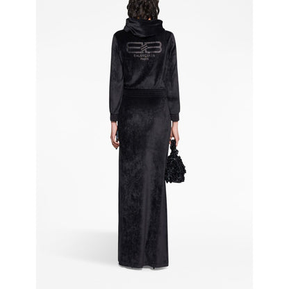 Balenciaga Crystal embellished velvet zip-up hoodie