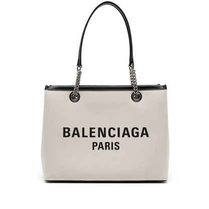 Balenciaga Logo Print Canvas Tote Bag