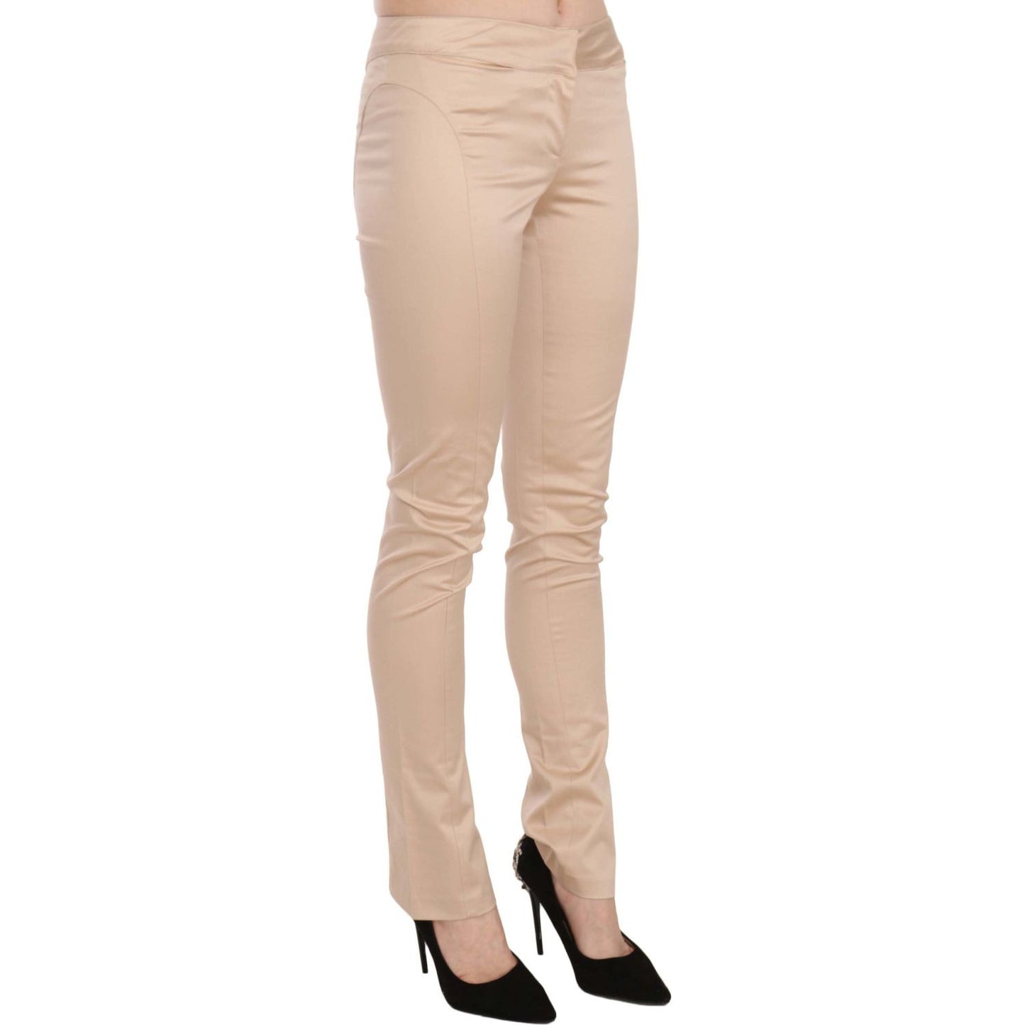 Just Cavalli Cream Low Waist Skinny Formal Trousers Pants