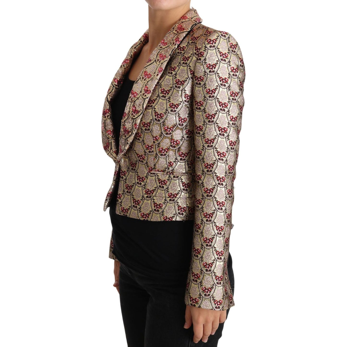 Dolce & Gabbana Gold Floral Sequined Blazer Coat Jacket Coats & Jackets