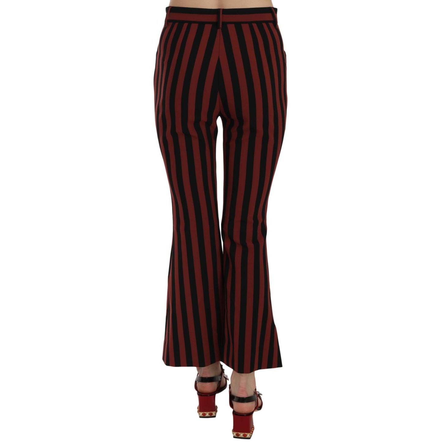 Dolce & Gabbana Black Amaranth Stripe Cropped Flared Pants