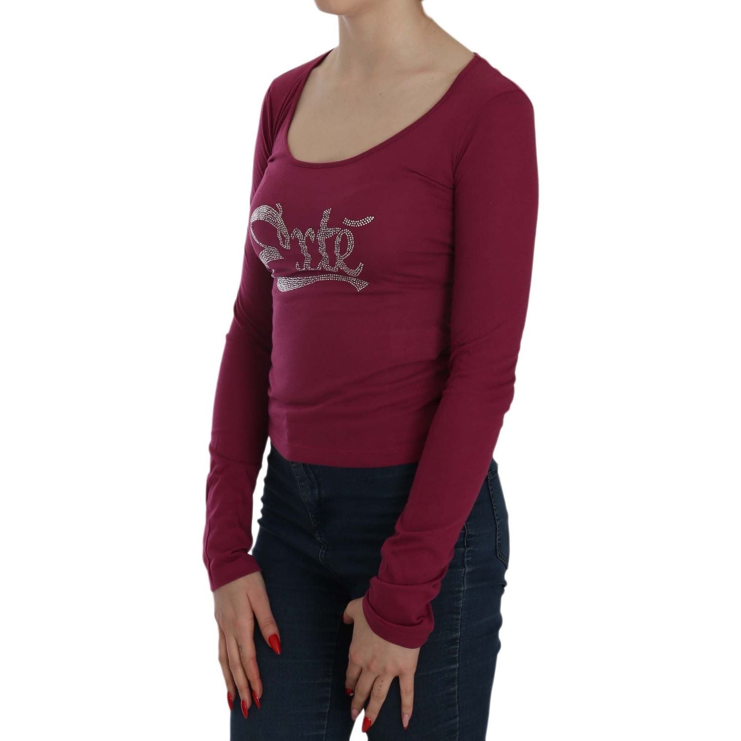 Exte Crystal Embellished Long Sleeve Casual Top