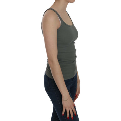 PINK MEMORIES Green Sleeveless Spaghetti Tank T-Shirt Blouse