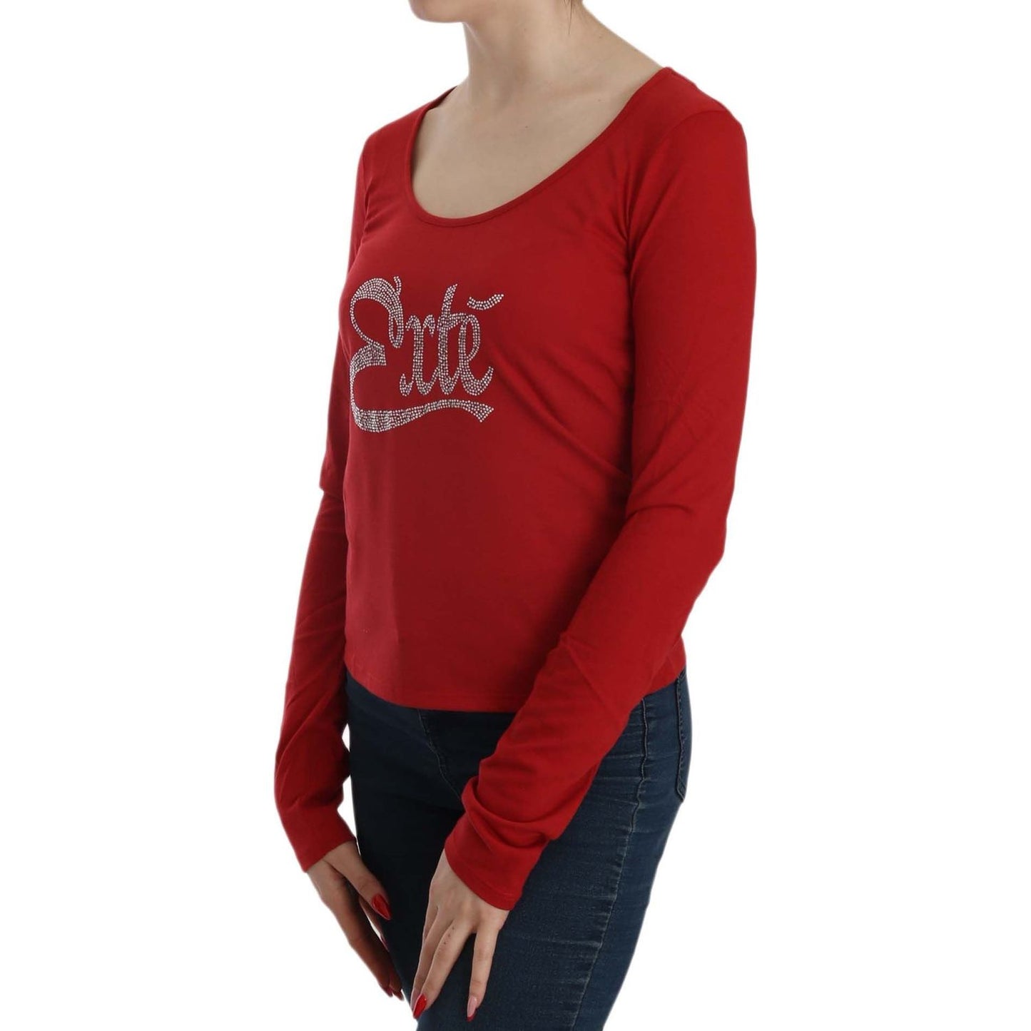 Exte Red Crystal Embellished Long Sleeve Blouse TSH3921-38