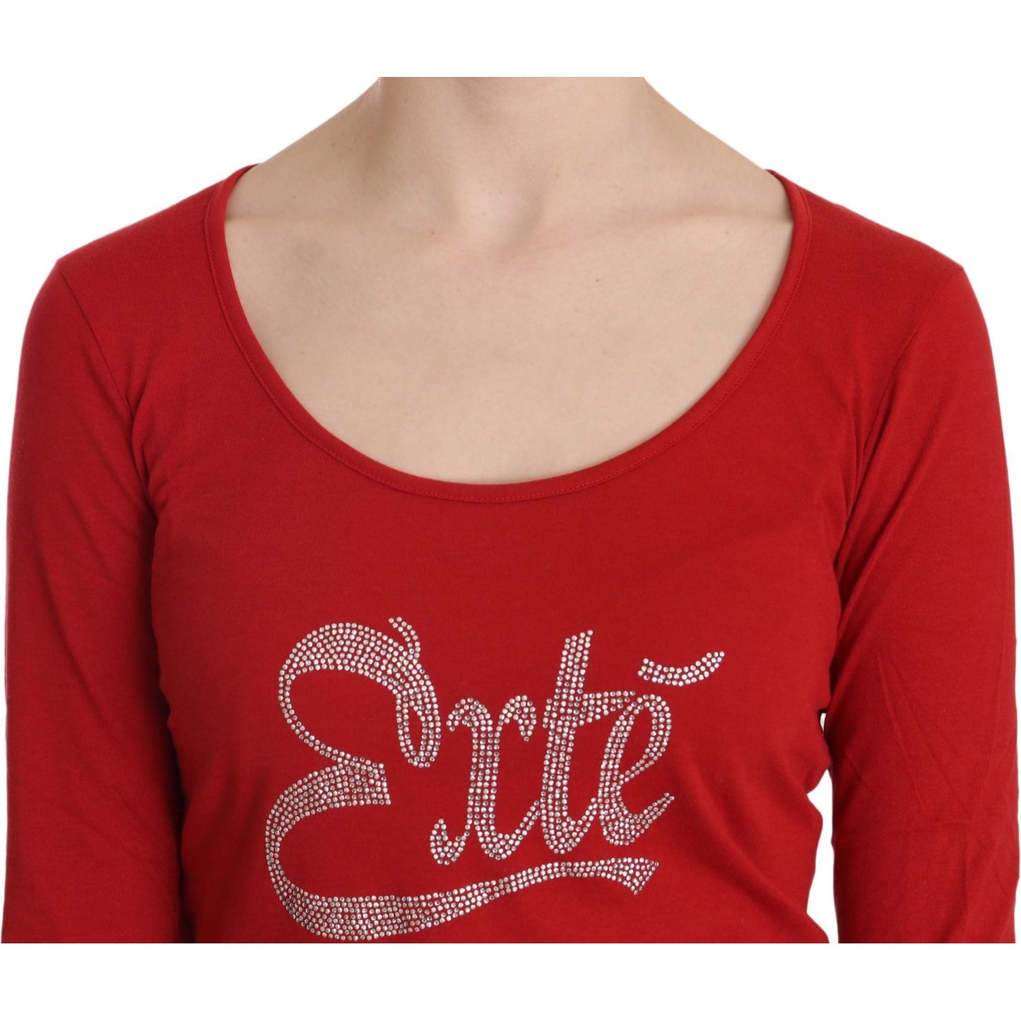 Exte Red Crystal Embellished Long Sleeve Blouse TSH3921-38