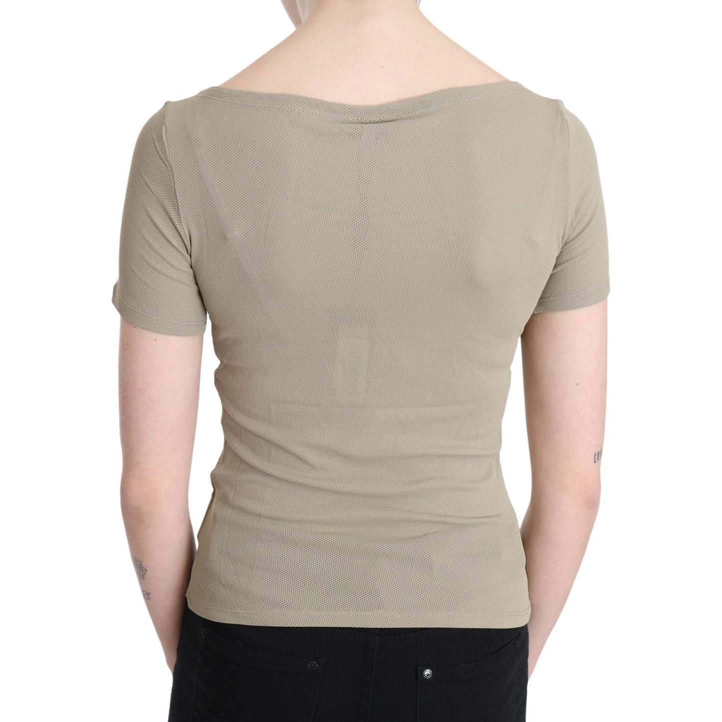 GF Ferre Gray 100% Nylon Short Sleeve Casual Tank Top Blouse