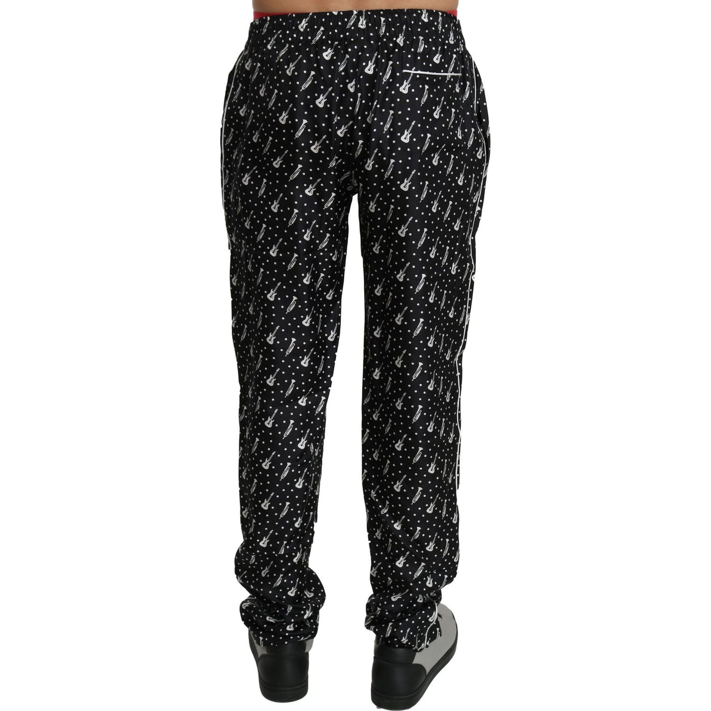 Dolce & Gabbana Silk Black Musical Instrument Trouser Pants Dolce & Gabbana
