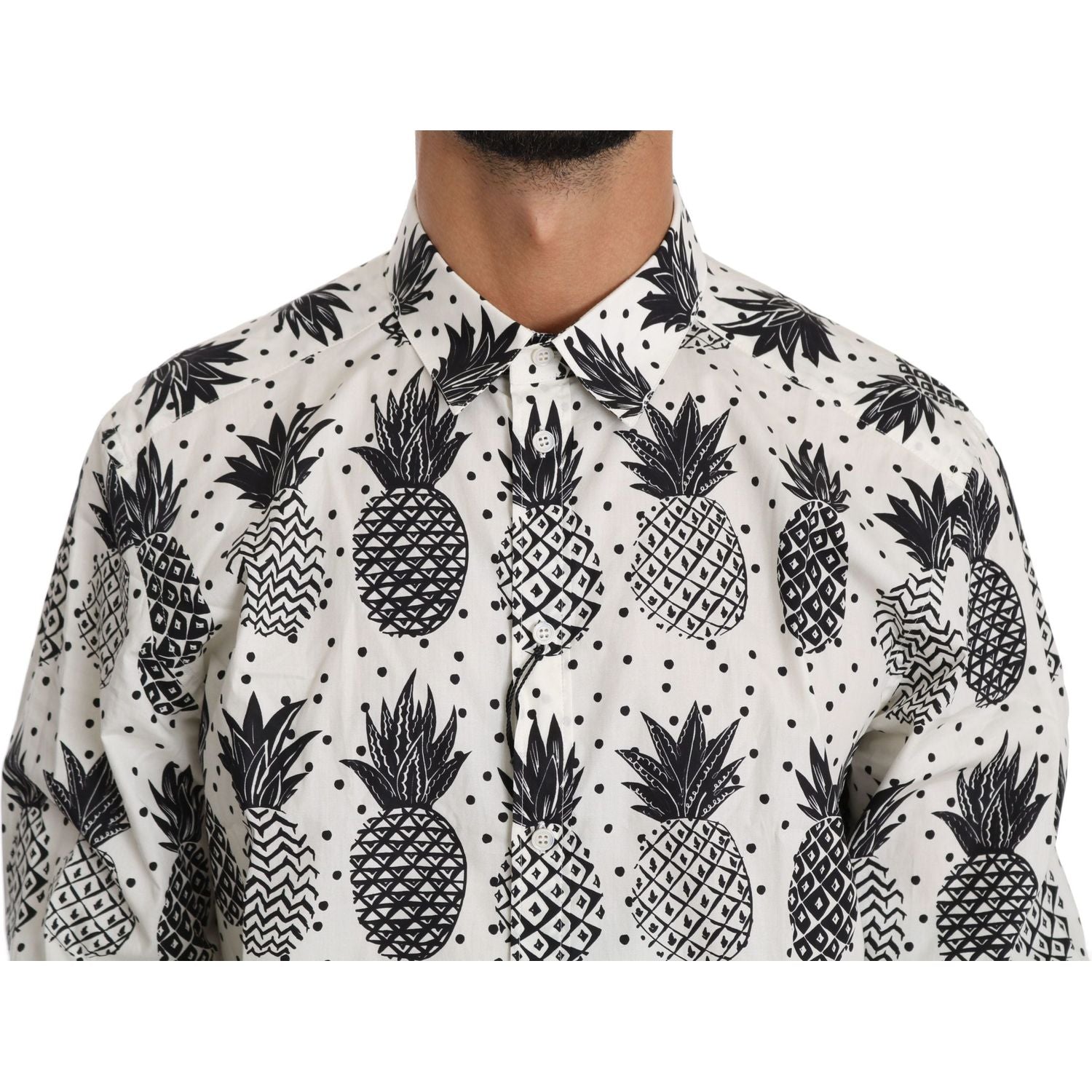 Dolce & Gabbana White Pineapple Cotton Top Shirt