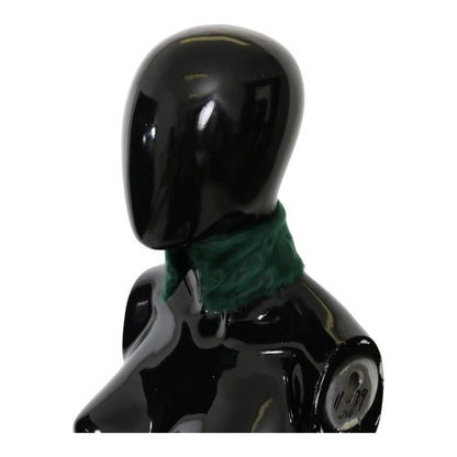 Dolce & Gabbana Green Fur Neck Collar Wrap Lambskin Scarf