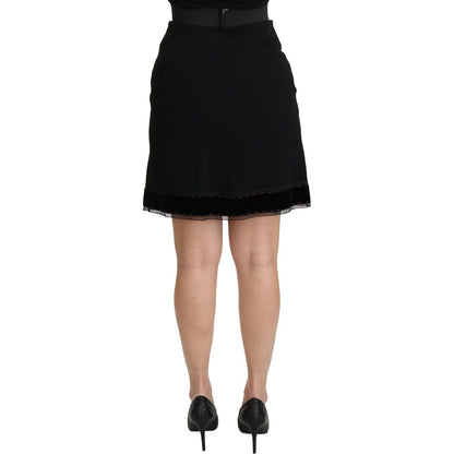 Dolce & Gabbana Black A-line High Waist Mini Viscose Skirt