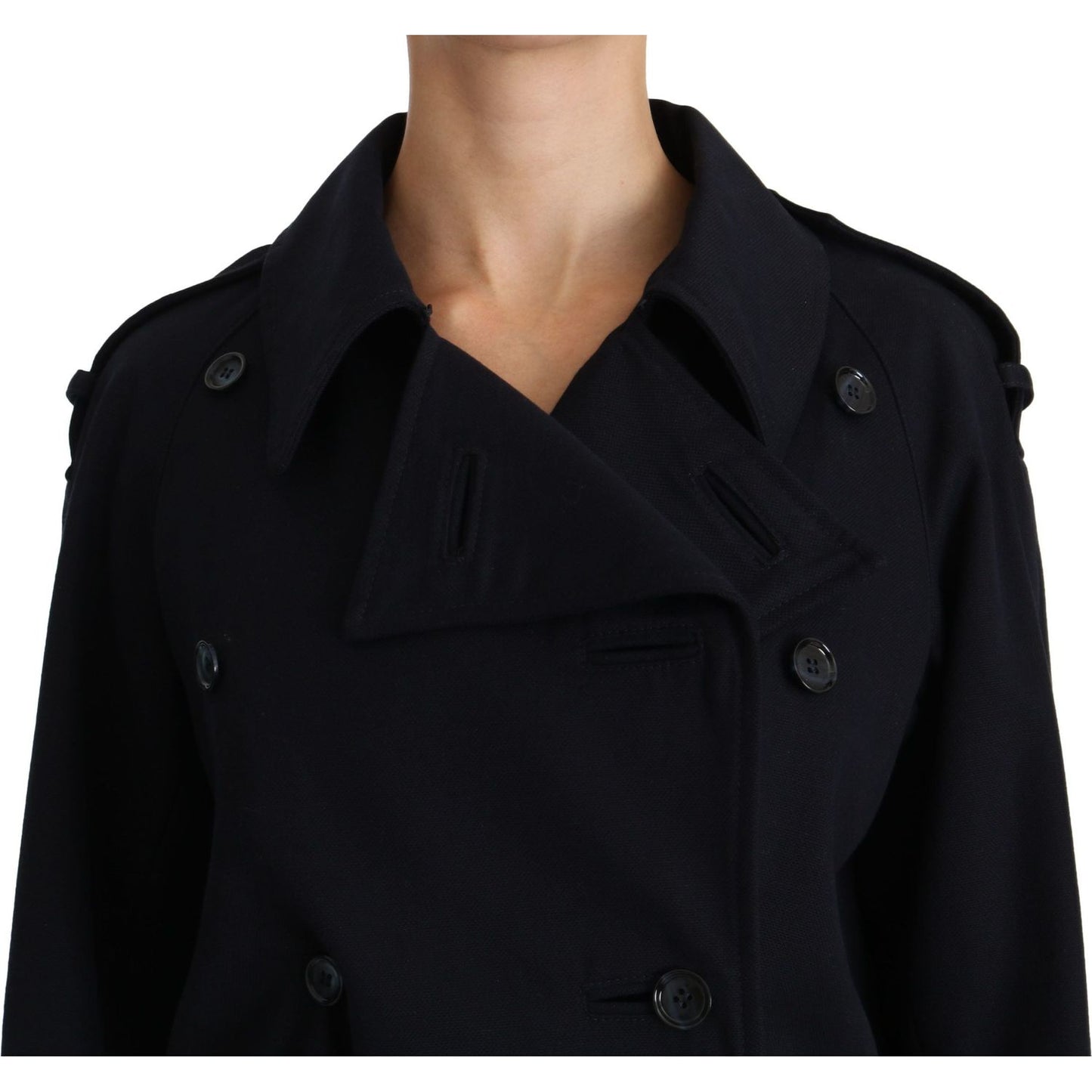 Dolce & Gabbana Coat Blue Cotton Women Trench Jacket Coats & Jackets