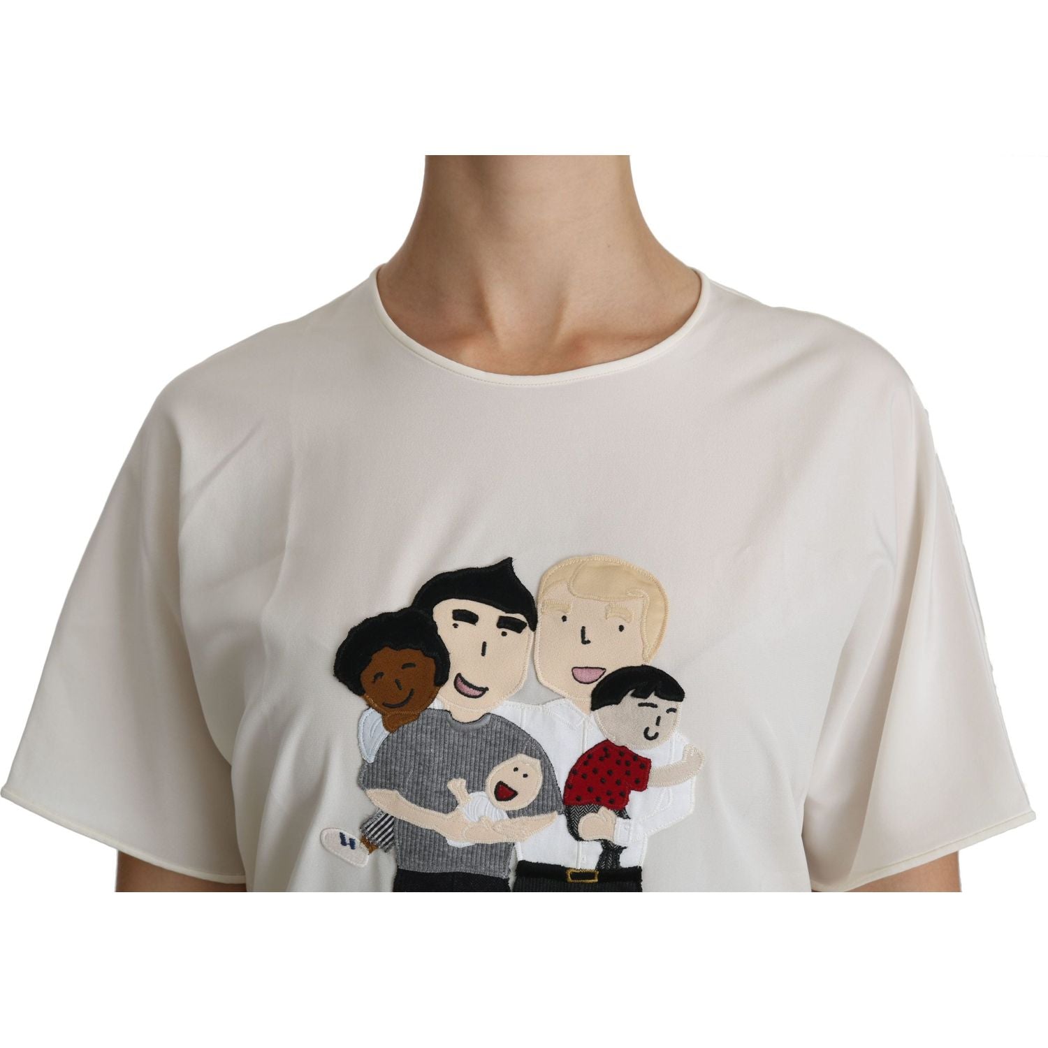 Dolce & Gabbana White #dgfamily Patch Short Sleeve Blouse Top