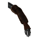 Dolce & Gabbana Brown Elbow Length Finger Less Fur Gloves LB1006-7.5
