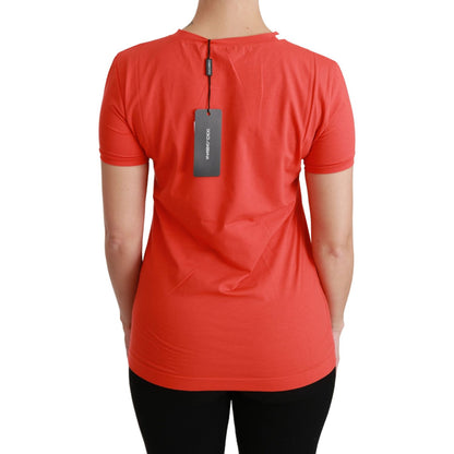 Dolce & Gabbana Red Crewneck Short Sleeve T-shirt Cotton Top