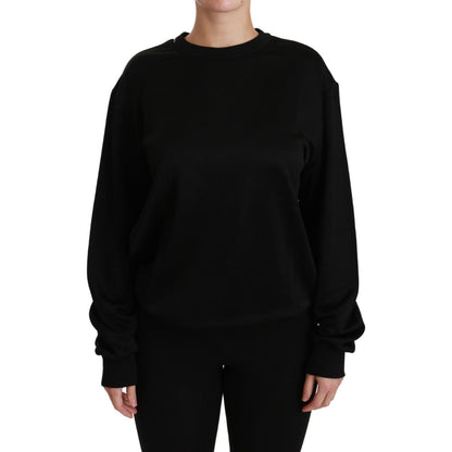 Dolce & Gabbana Black Cotton Crewneck Pullover Sweater