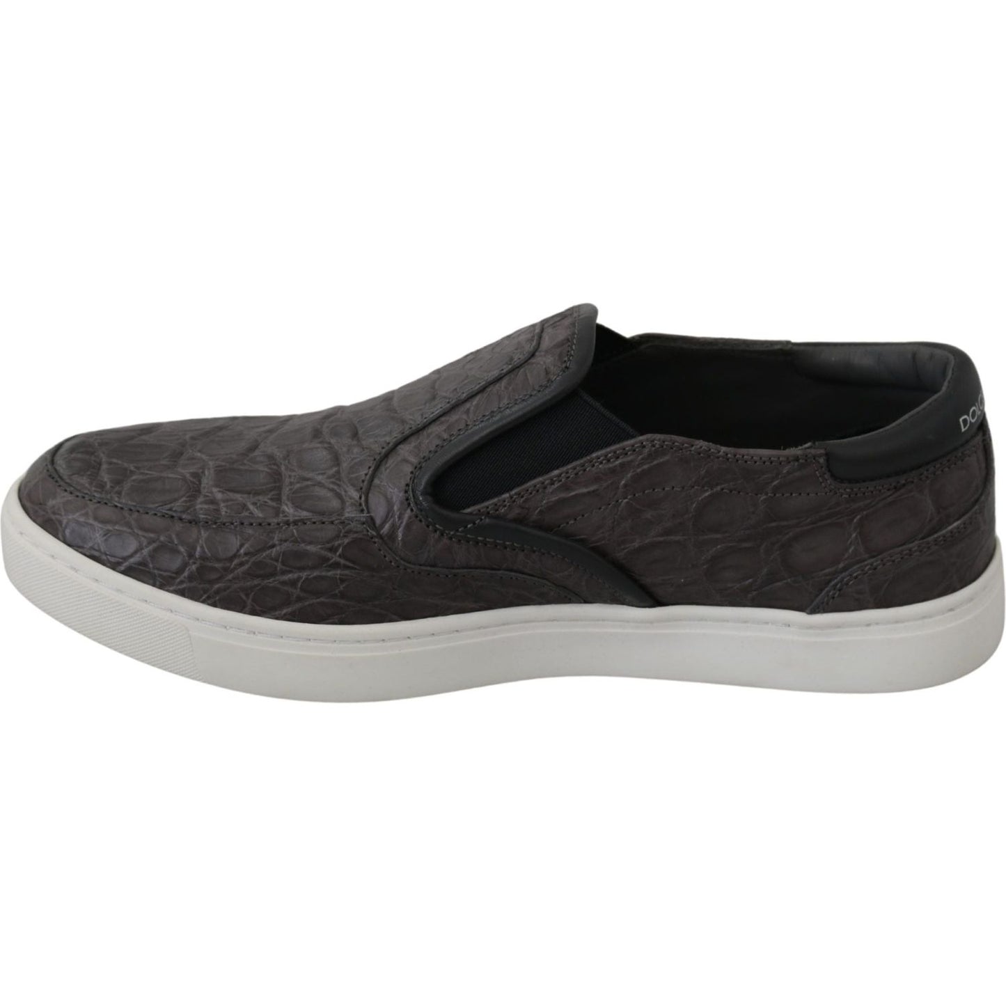 Dolce & Gabbana Gray Leather Flat Caiman Mens Loafers Shoes MV2676-39