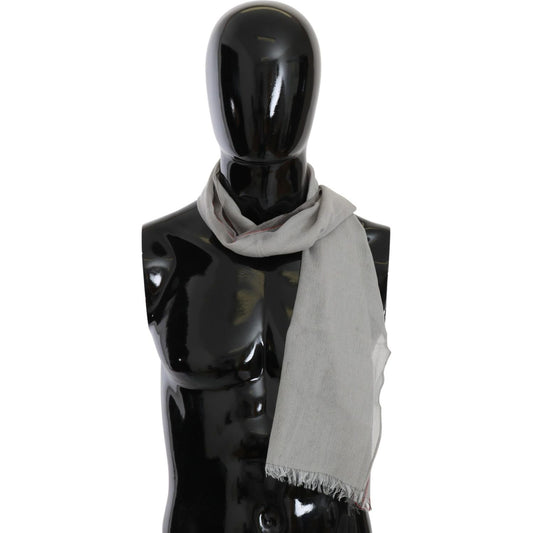 Costume National Gray Fringe Neck Wrap Cotton Scarf MS1525bg-1