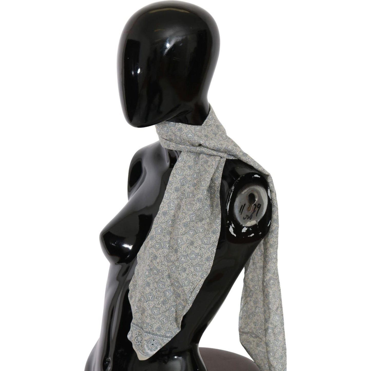 Ermanno Scervino Cotton Beige Blue Fantasy Print Scarf Wrap Shawl Scarves