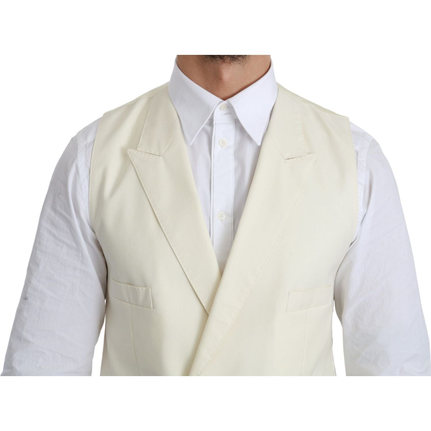Dolce & Gabbana White Waistcoat Formal Wool  Vest