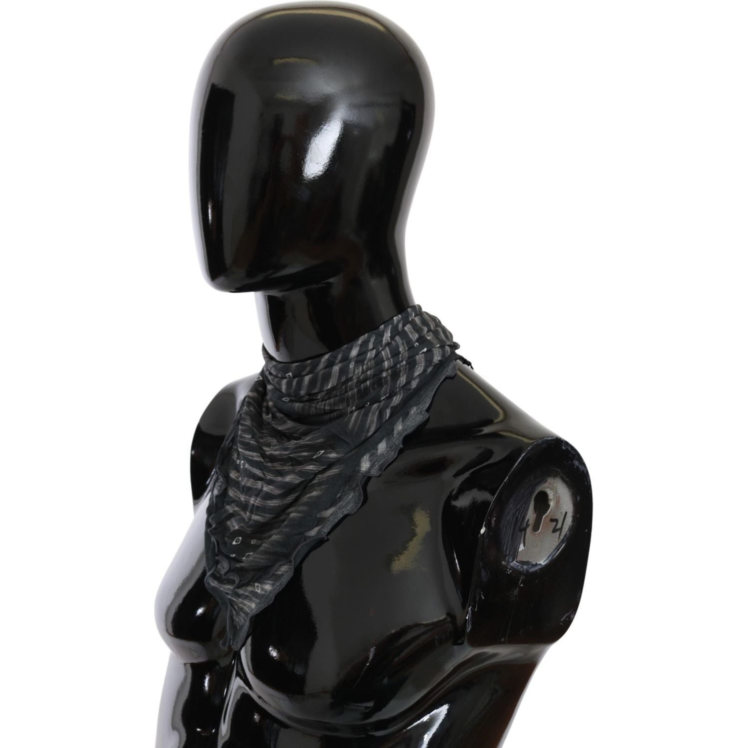 Costume National Black Gray Viscose Foulard Branded Scarf