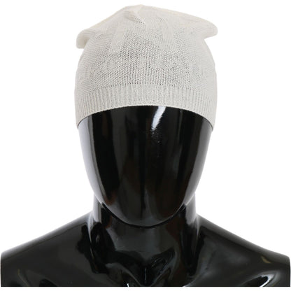 Costume National Beanie White Wool Blend Branded Hat Costume National