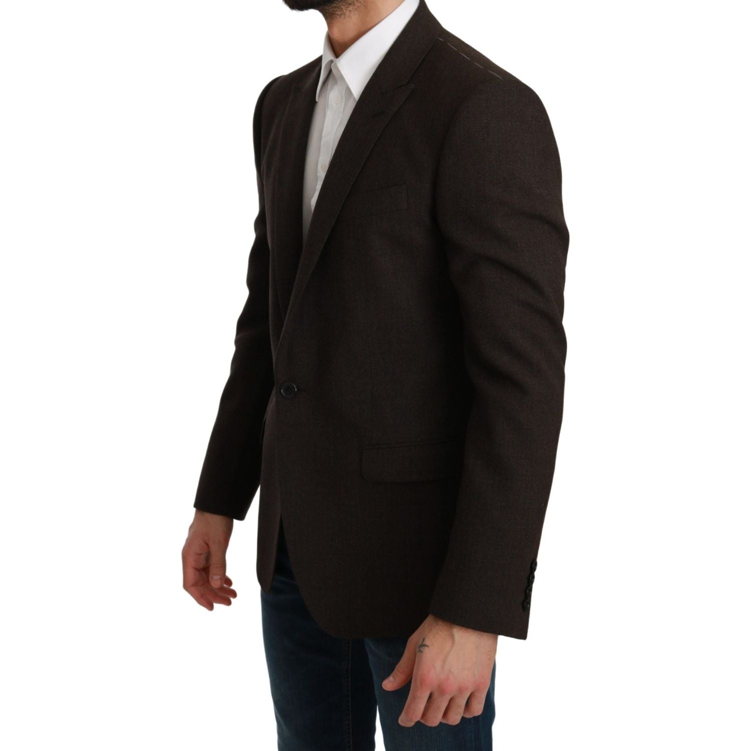 Dolce & Gabbana Brown Slim Fit Coat Jacket MARTINI Blazer