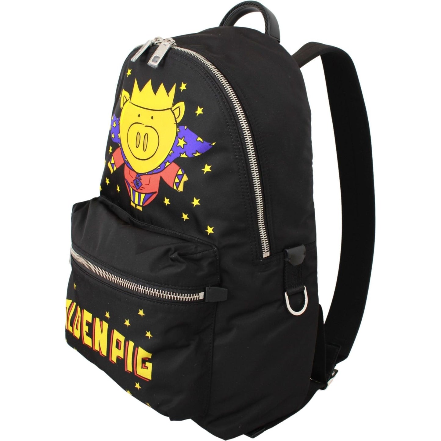Dolce & Gabbana Black Golden Pig of the Year School Backpack Backpack
