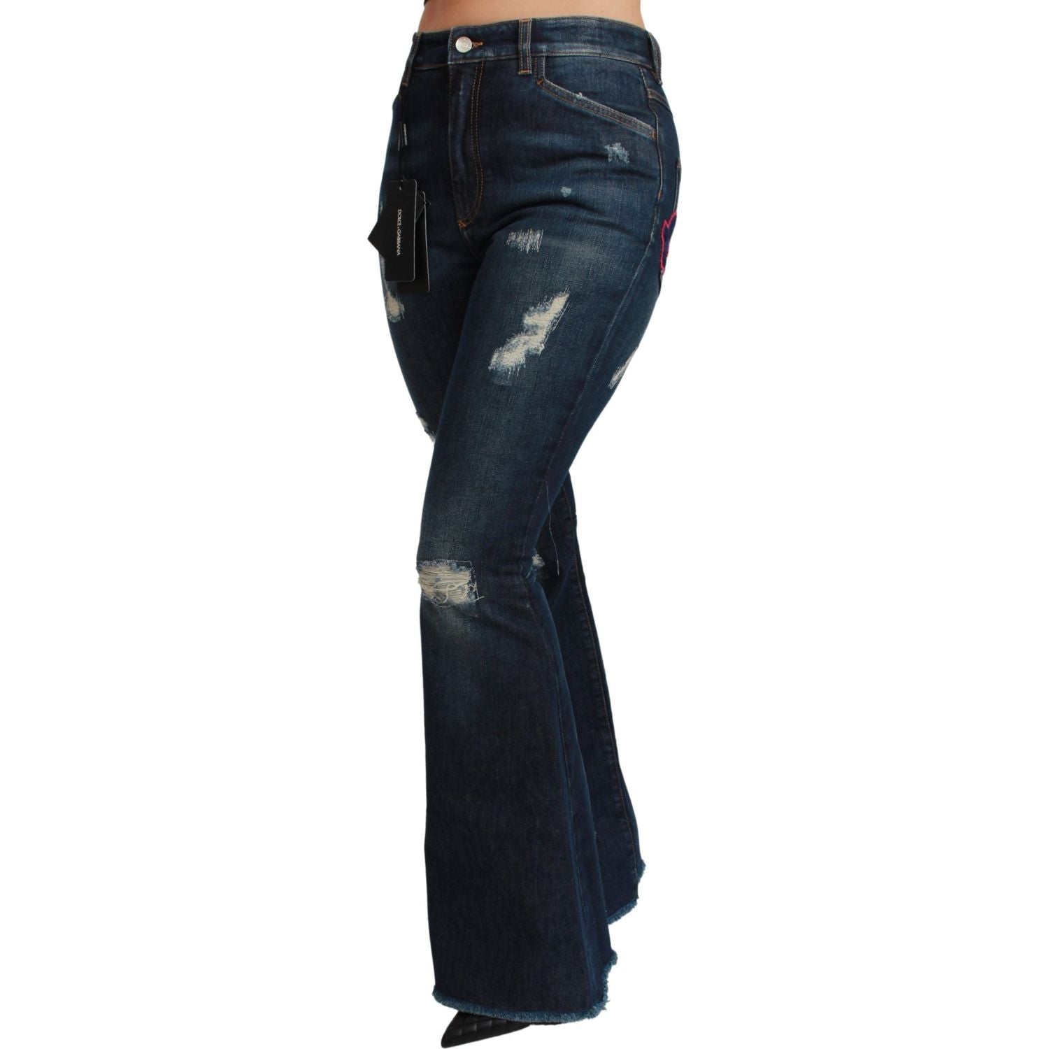 Dolce & Gabbana Blue Denim Cotton Stretch Flared Jeans