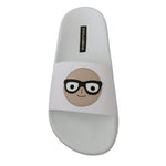 Dolce & Gabbana White Leather #dgfamily Slides Shoes Sandals LA6250-35