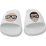 Dolce & Gabbana White Leather #dgfamily Slides Shoes Sandals LA6250-35