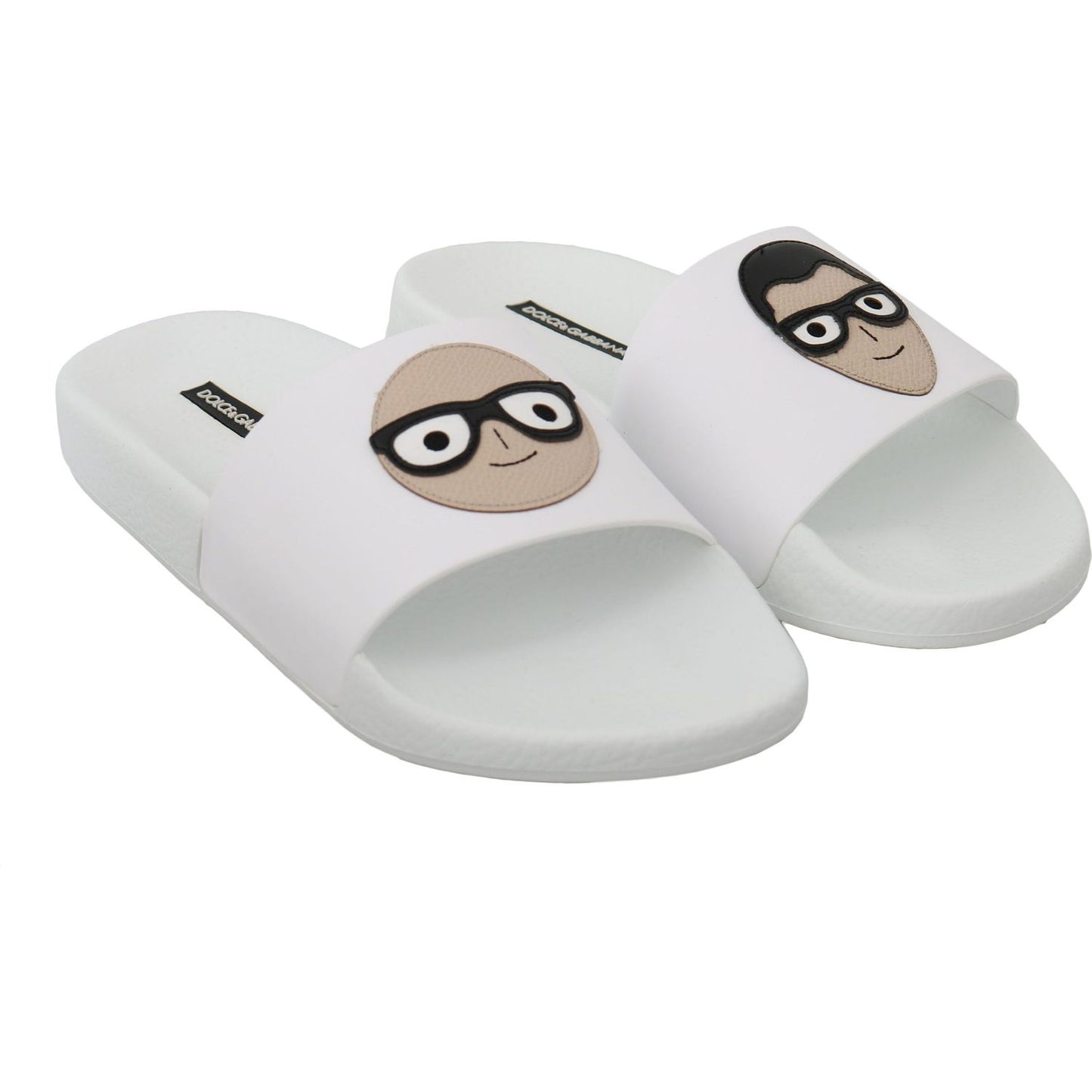 Dolce & Gabbana White Leather #dgfamily Slides Shoes Sandals LA6250-35