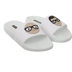 Dolce & Gabbana White Leather #dgfamily Slides Shoes Sandals LA6250-35