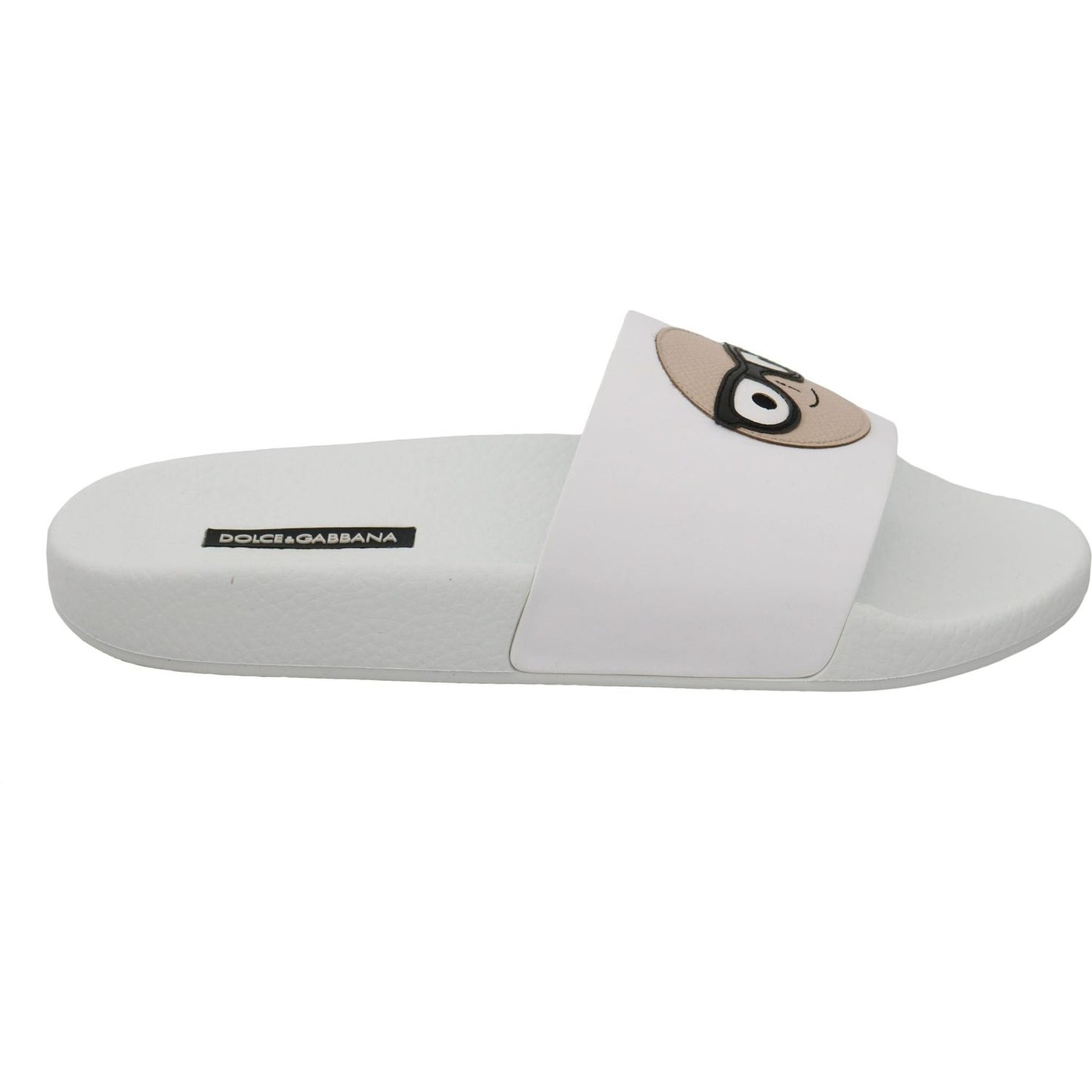 Dolce & Gabbana White Leather #dgfamily Slides Shoes Sandals LA6250-35
