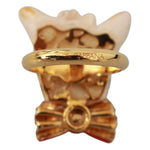 Dolce & Gabbana Gold Brass Resin Beige Dog Pet Branded Accessory Ring SMY100582 -M