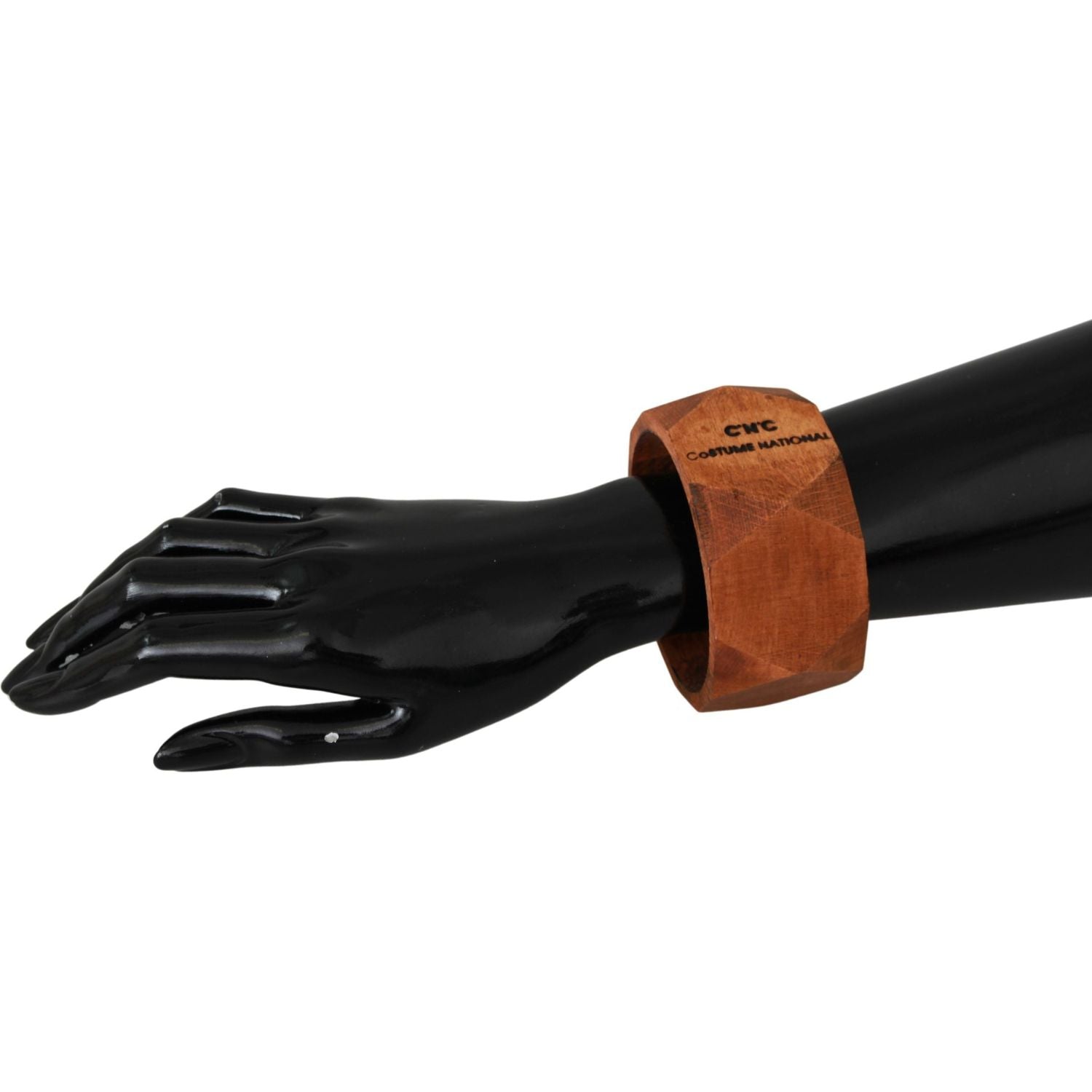 Costume National Brown Wooden Branded Bracelet