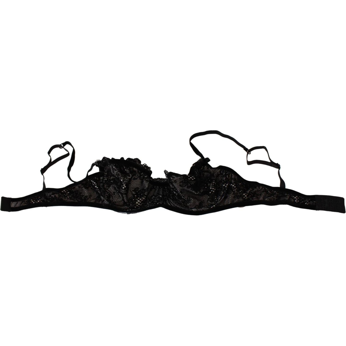 Ermanno Scervino Black Mesh Balconcino Bra Nylon Underwear