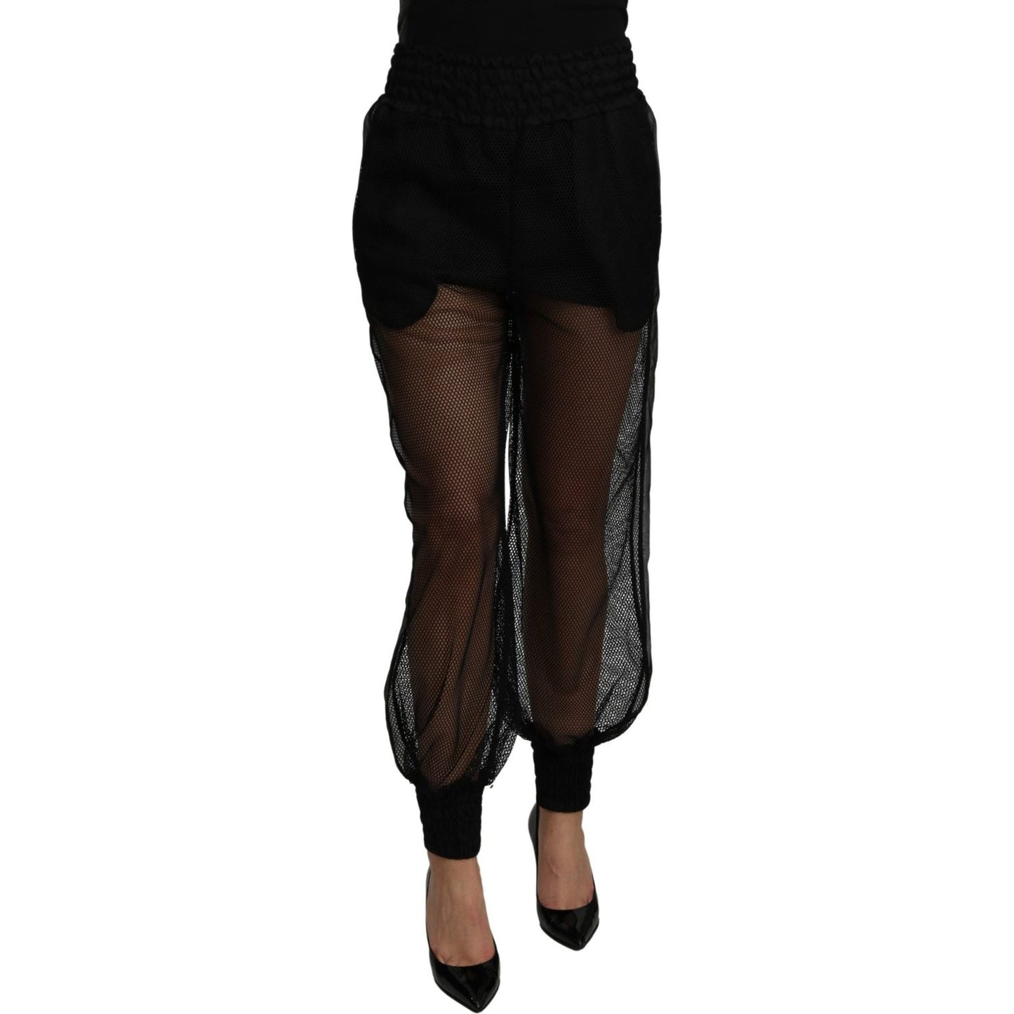 Dolce & Gabbana Black See Through Jogger Polyester Pants Jeans & Pants