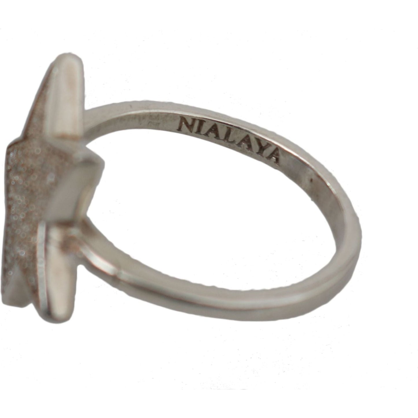 Nialaya Silver Womens Clear CZ Star 925 Ring Ring
