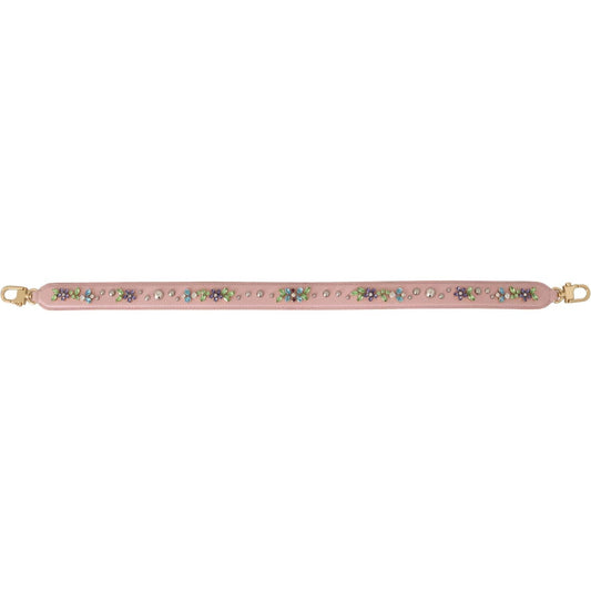 Dolce & Gabbana Pink Leather Crystal Stud Accessory Shoulder Strap BEL60706