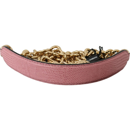 Dolce & Gabbana Pink Leather Gold Chain Accessory Shoulder Strap