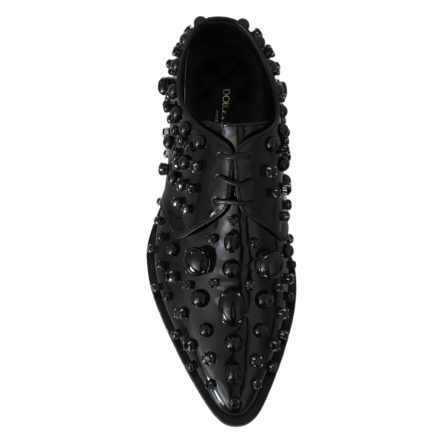 Dolce & Gabbana Black Leather Crystals Dress Broque Shoes