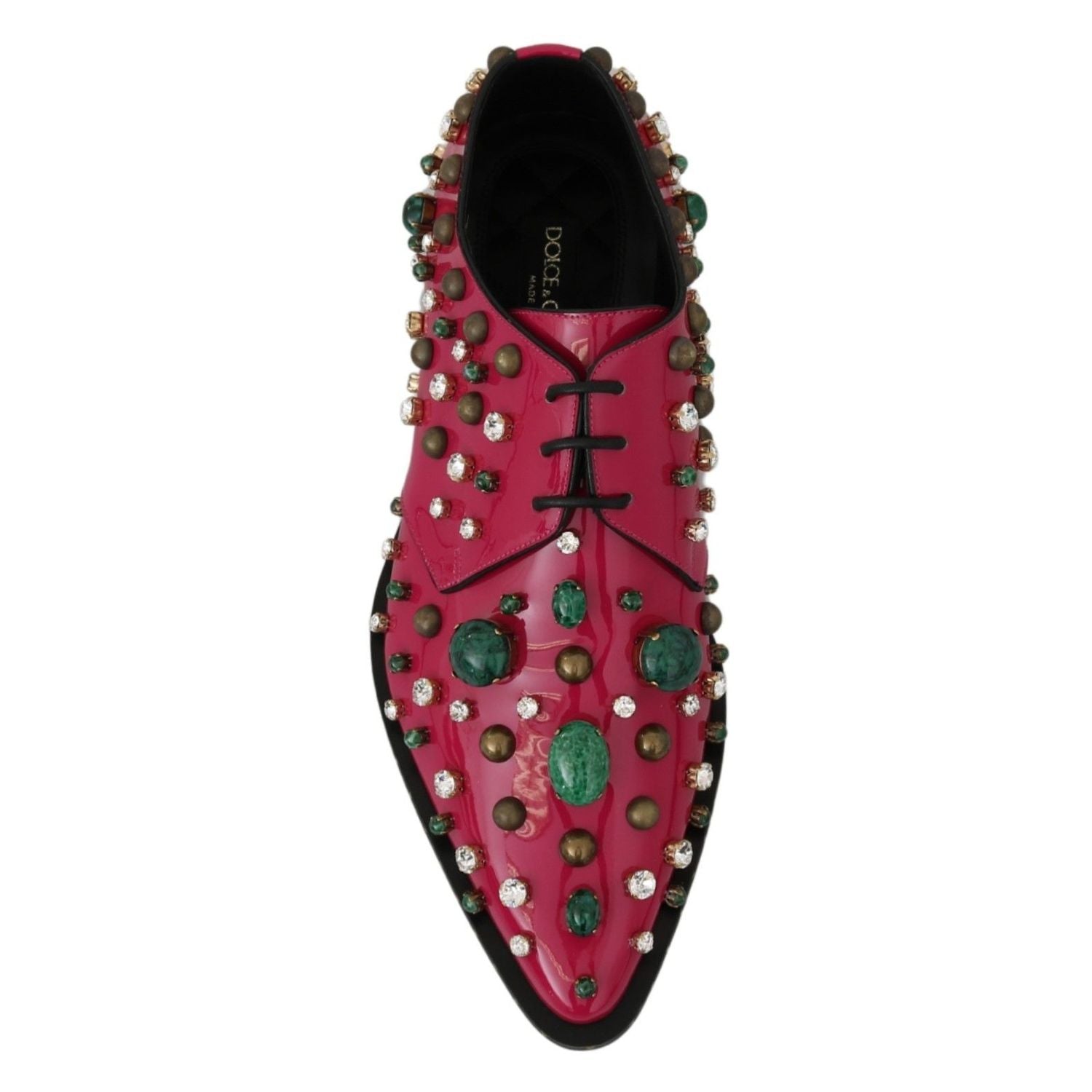 Dolce & Gabbana Pink Leather Crystals Dress Broque Shoes