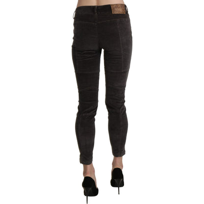 Ermanno Scervino Brown Velvet Capri Cropped Cotton Pants