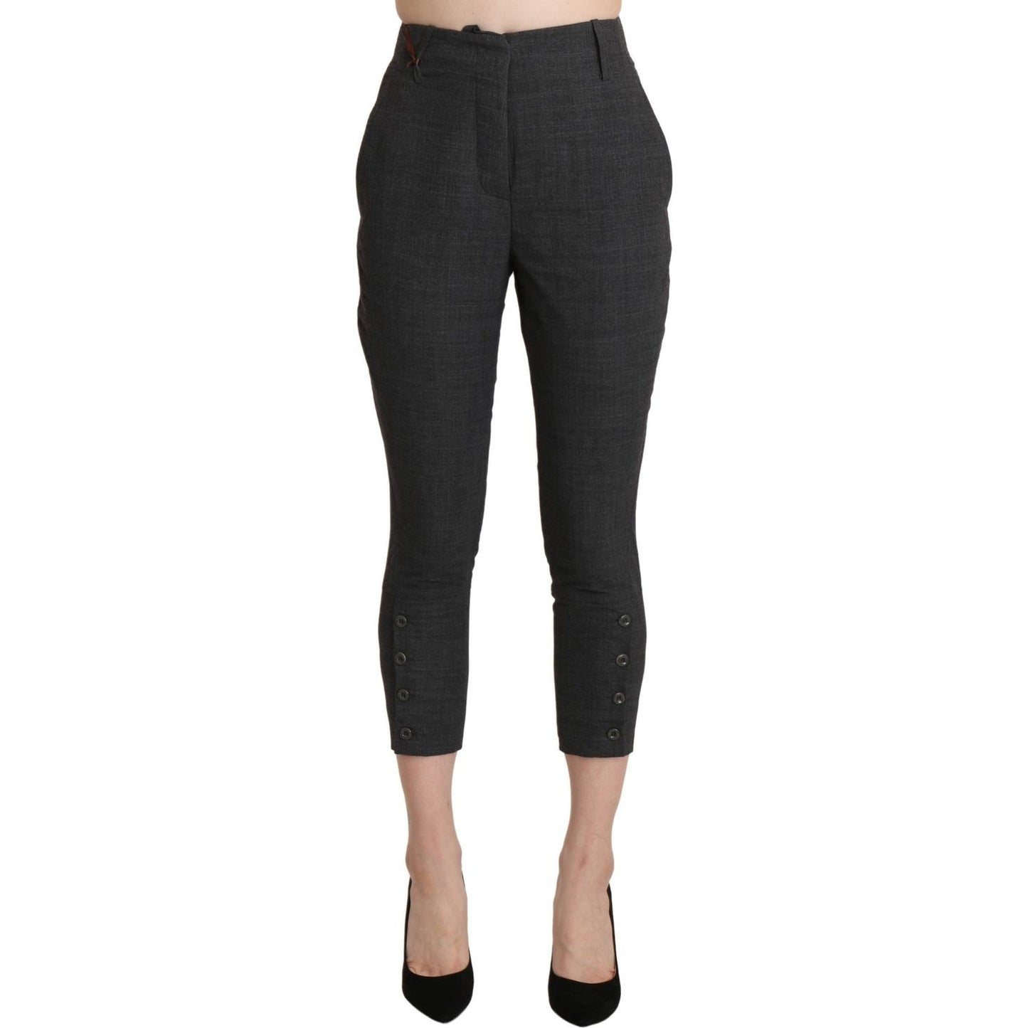 Ermanno Scervino Gray High Waist Capri Cropped Cotton Pants