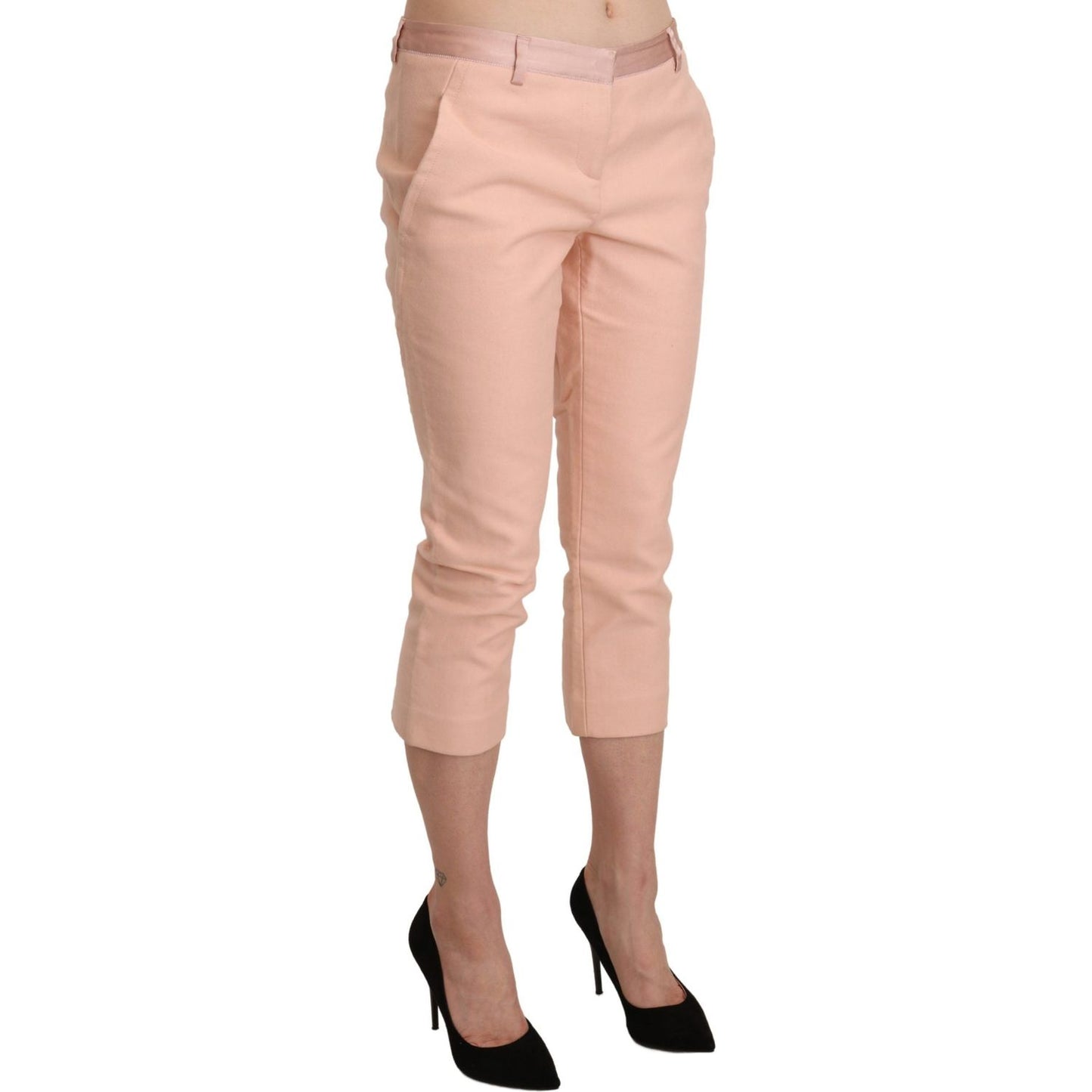 Ermanno Scervino Pink Low Waist Skinny Cropped Capri Pants